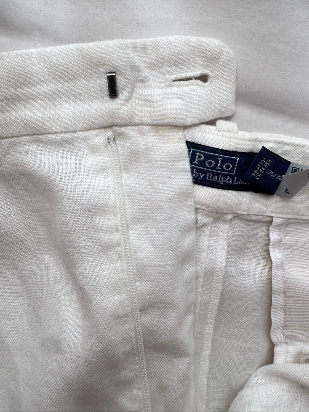 Polo Ralph Lauren Linen Relaxed Straight Leg High Rise Pleated White Pant 10 - Picture 11 of 13